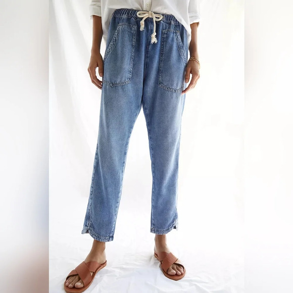 Pilcro Denim - Pilcro Denim Ultra High Rise Relaxed Pull On Drawstring Waist Jeans Pants Size S